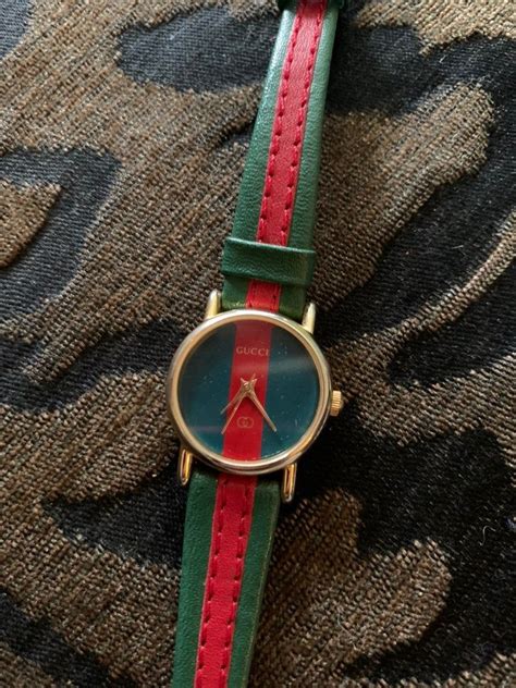 gucci vintage watch red and blue 80 s|vintage gucci watch for sale.